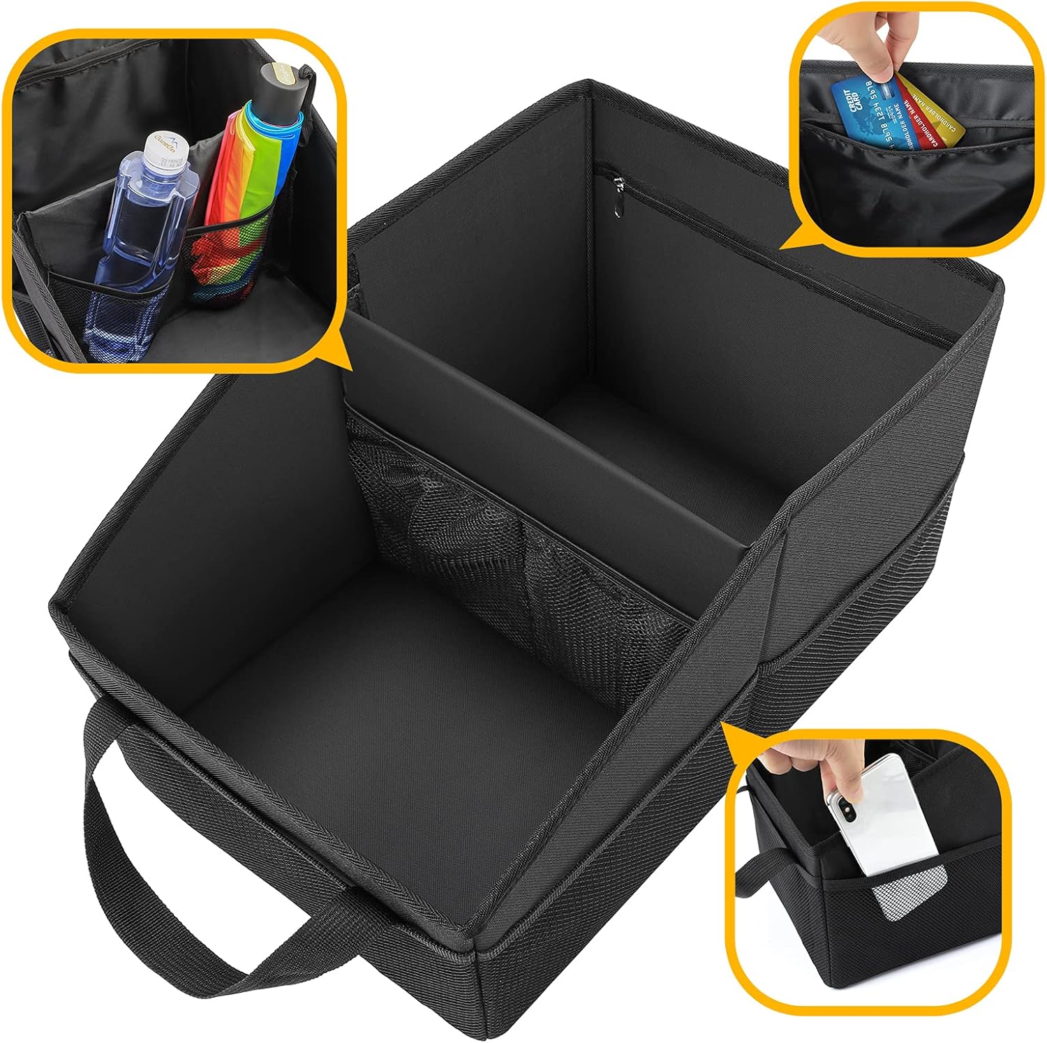 Multi-Pocket Divided Car Caddy Storage Organizer