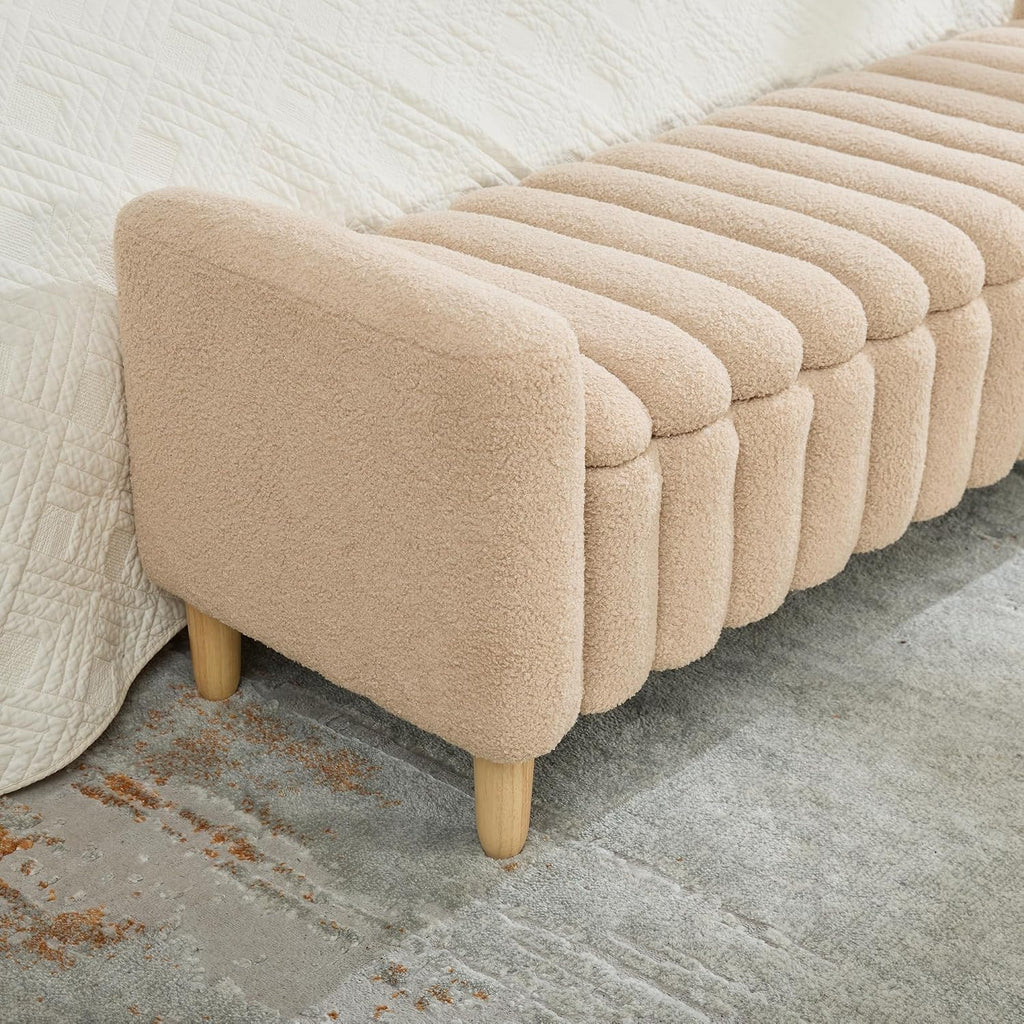 Teddy Fabric Arm Storage Ottoman Bench