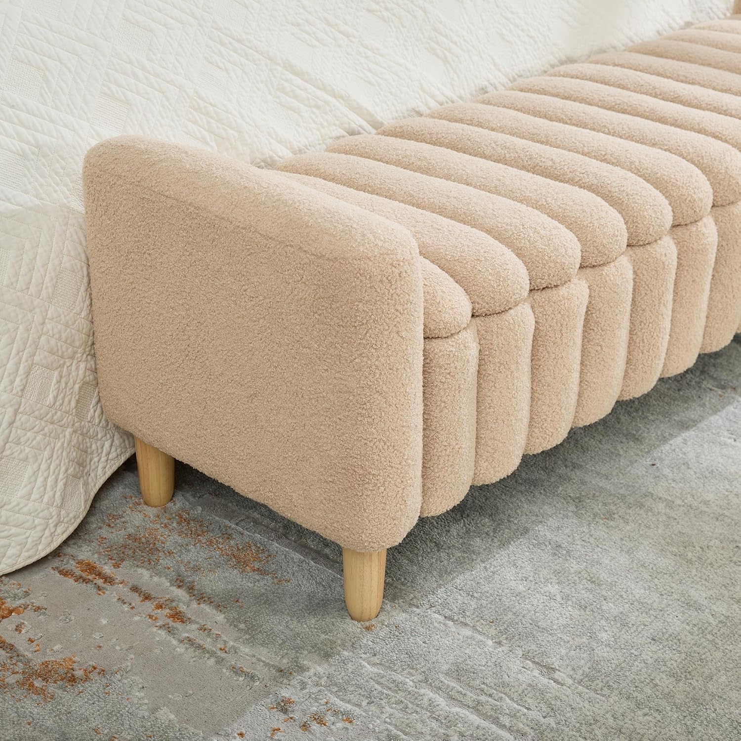 Teddy Fabric Arm Storage Ottoman Bench