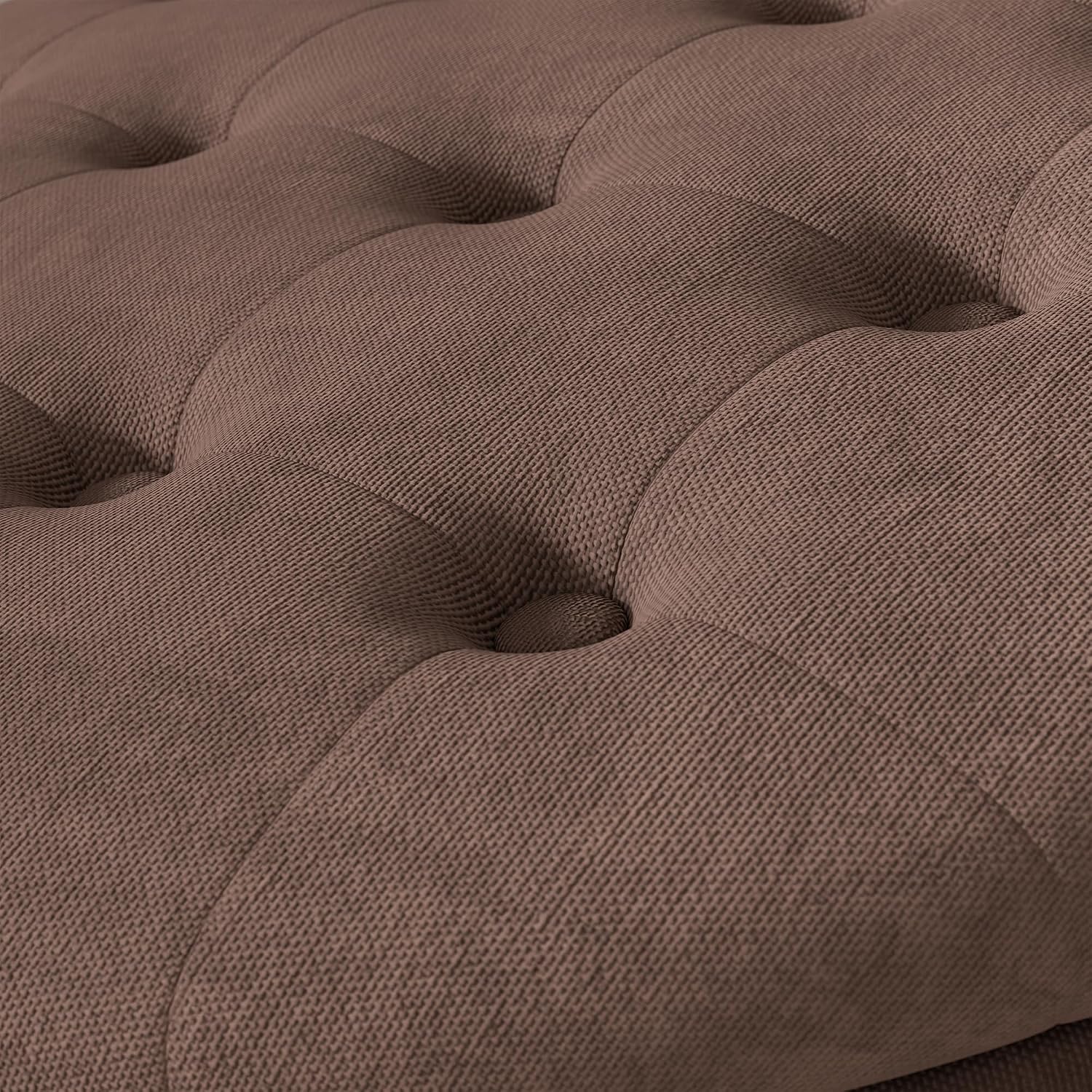 Dark Brown Tufted Round Storage Ottoman