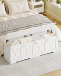 White Farmhouse Large Lift Top Storage Chest Bench