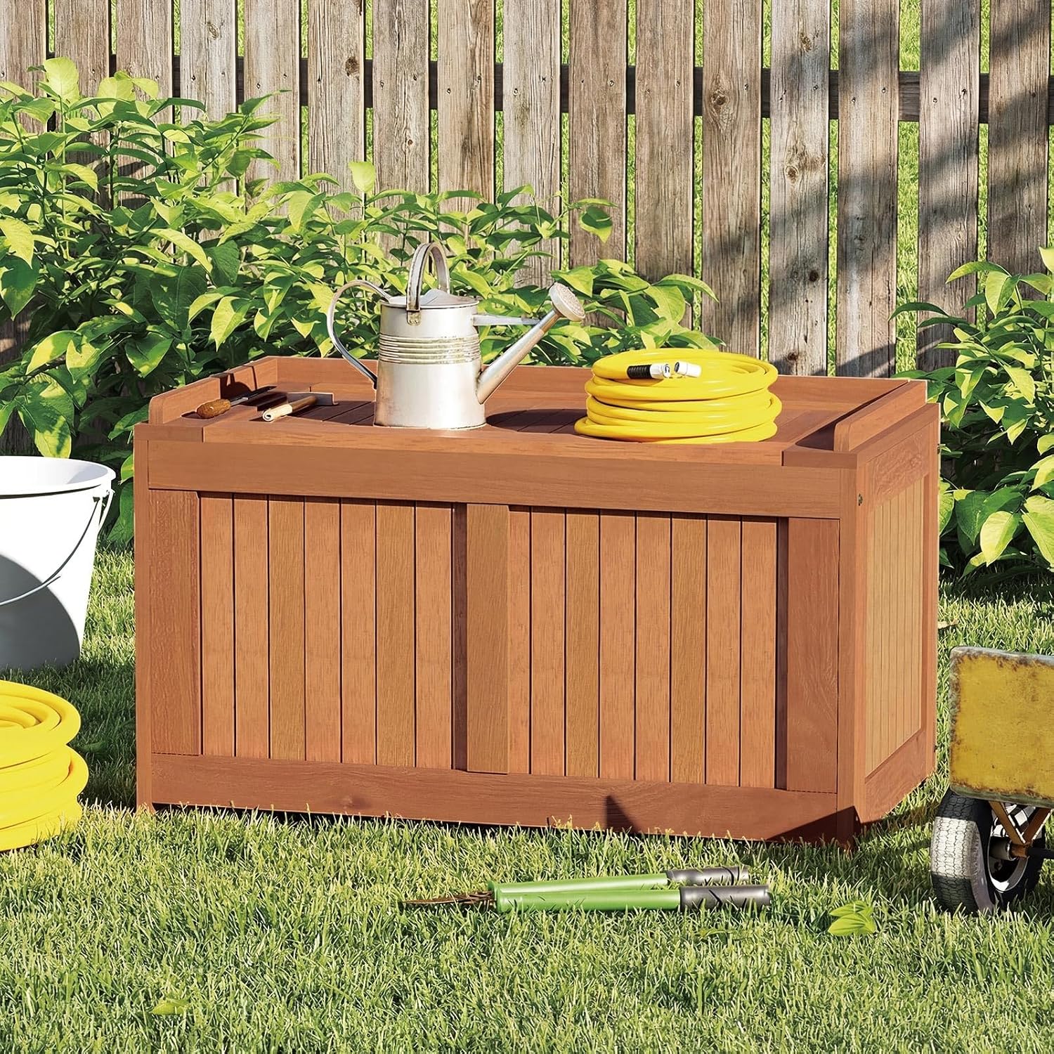 Wood 3-in-1 Outdoor Patio Storage Bench Box